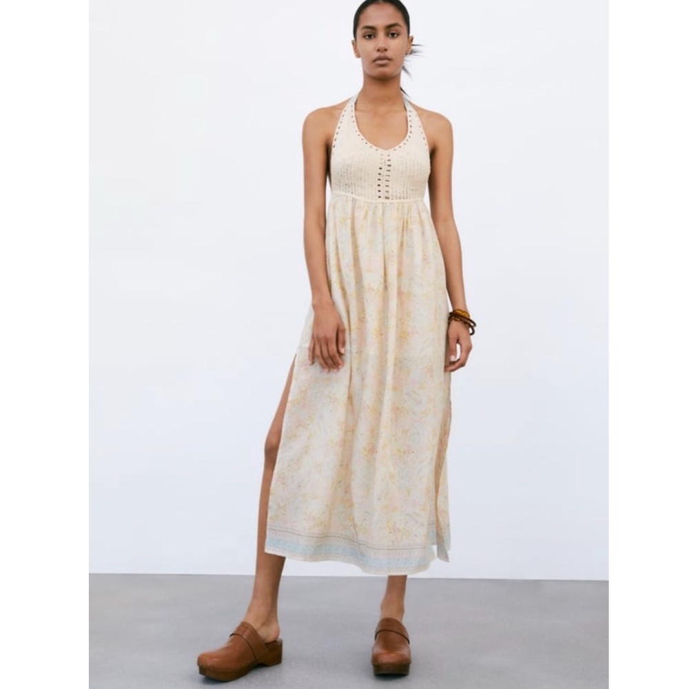 ZARA dress - OPEN BACK- Combination crochet dress, NEW